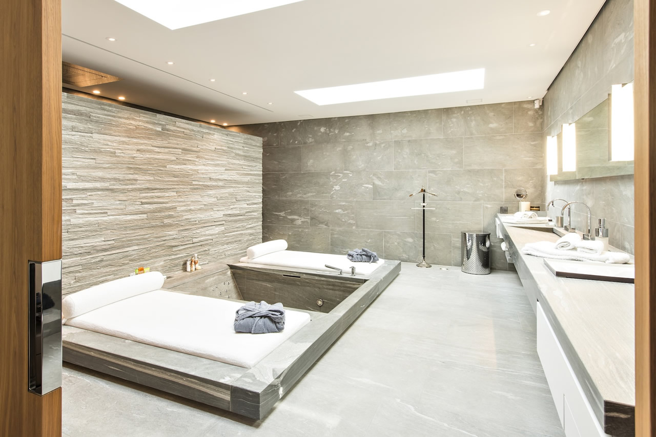 Jacuzzi in master bathroom at The Loft in St Moritz