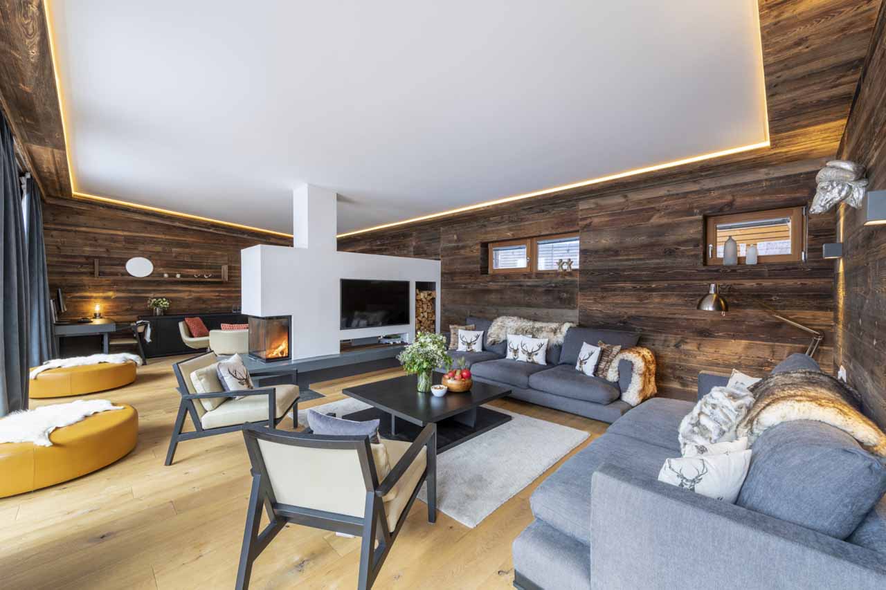 TV in second living area at Chalet Bluebird in St Anton