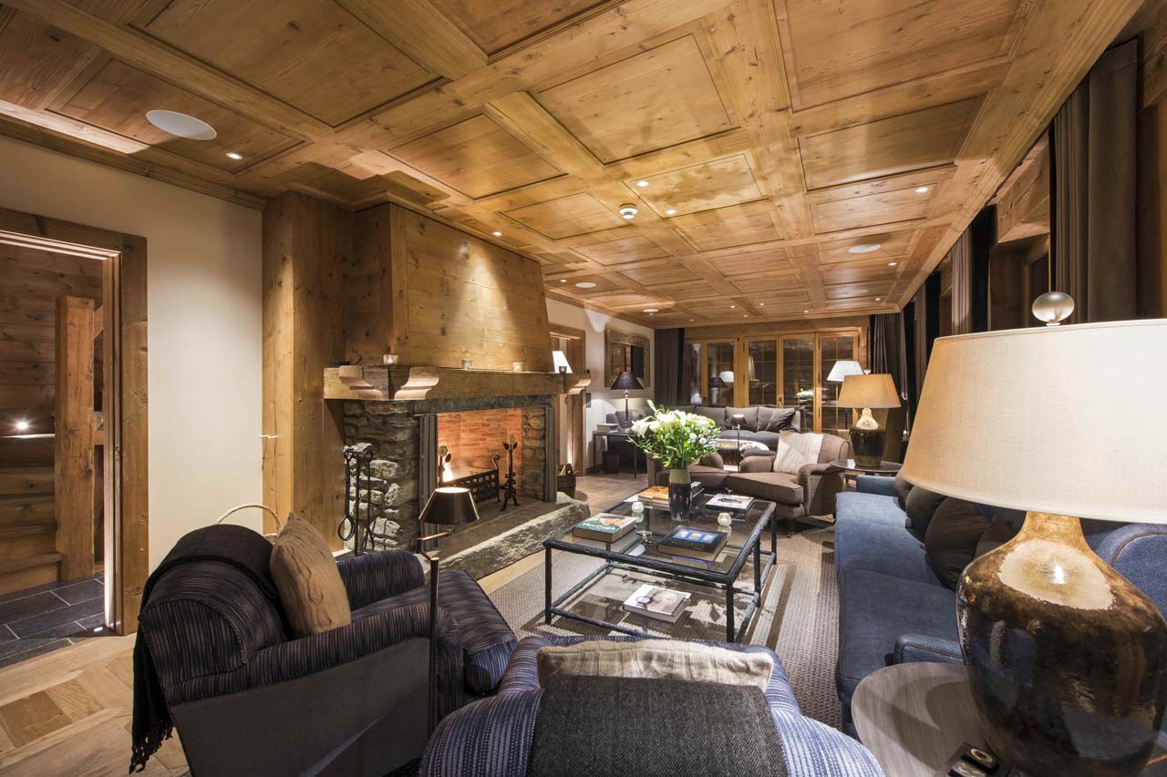Open fireplace in sitting room
