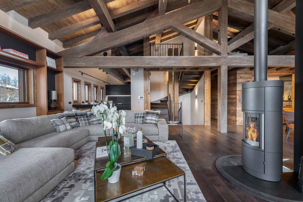 Living area at Chalet Divinity in Megeve