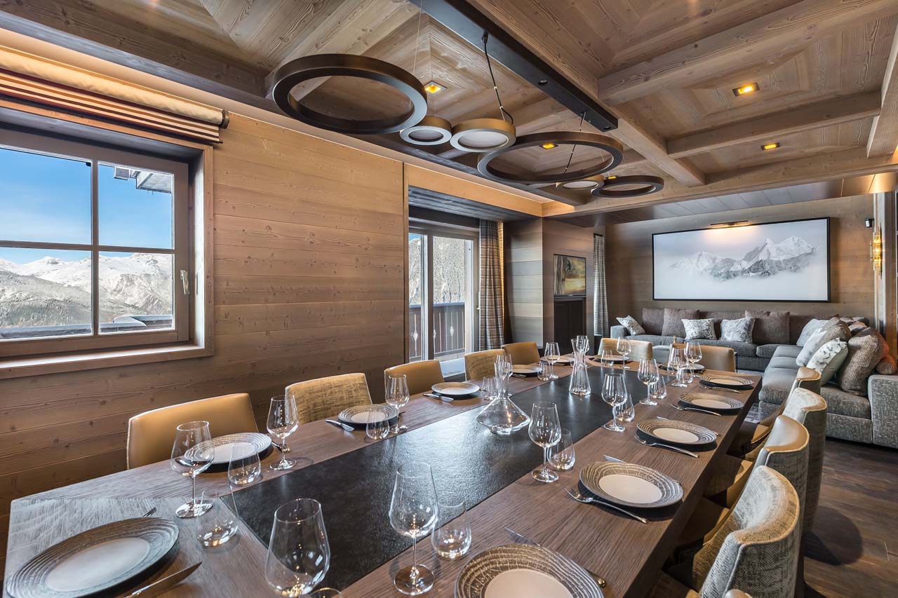 Large dining table at Chalet Elixir in Courchevel 1850