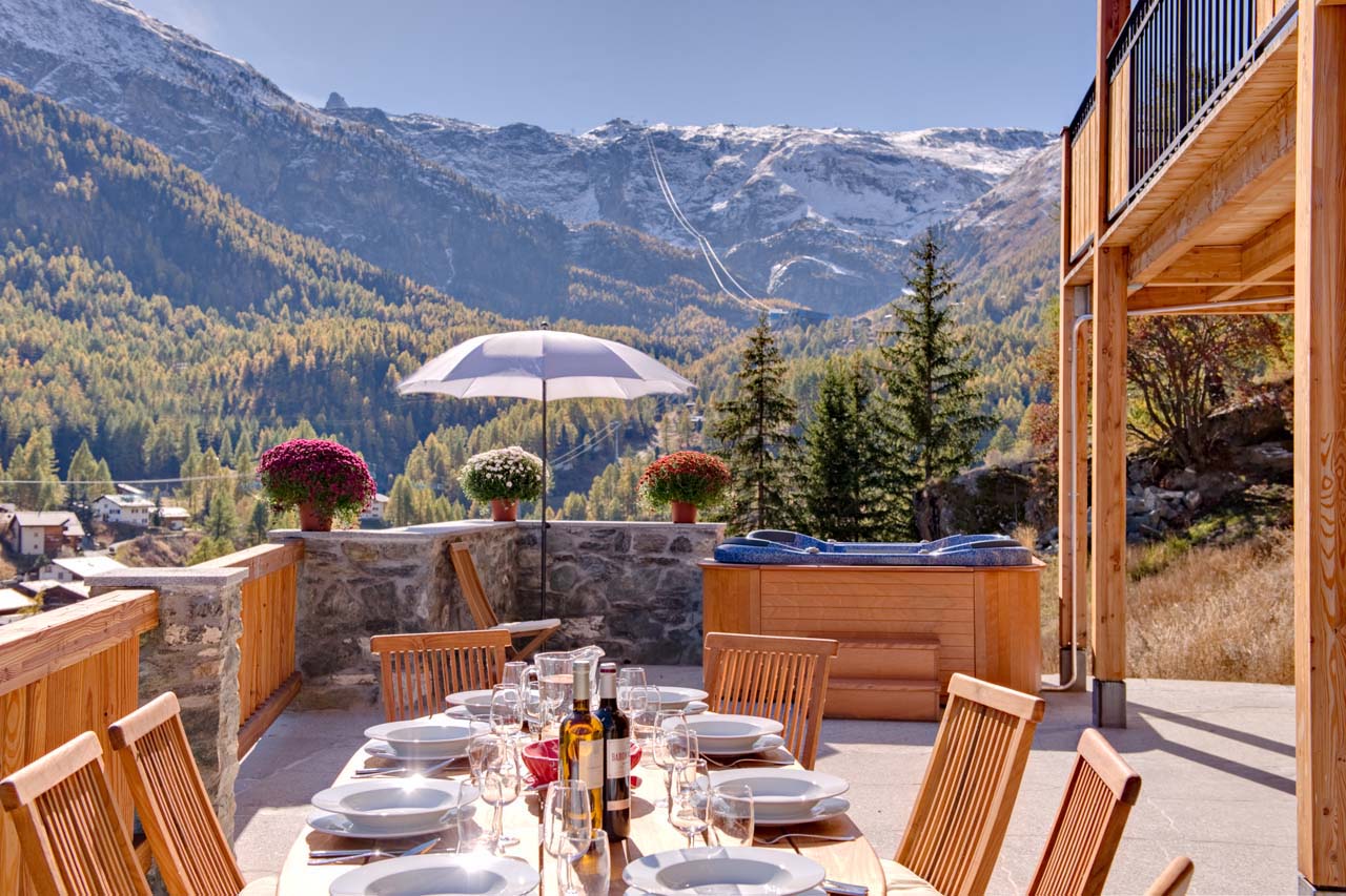 Mountain views in summer from Chalet Gemini in Zermatt