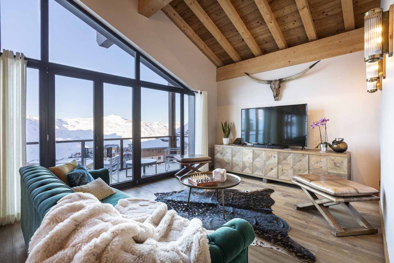 TV in living area at Chalet Golden Jubilee in Val Thorens