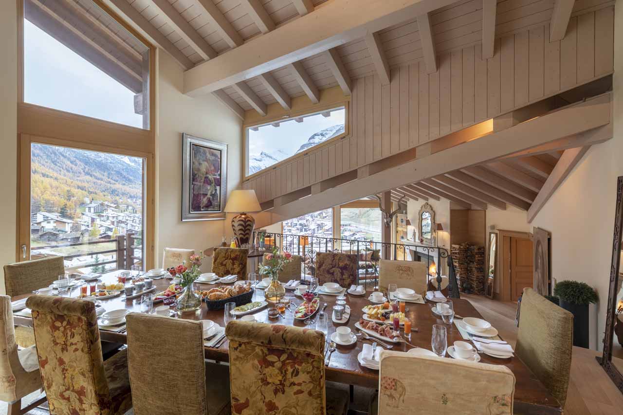 Dining area at Chalet Grace in Zermatt