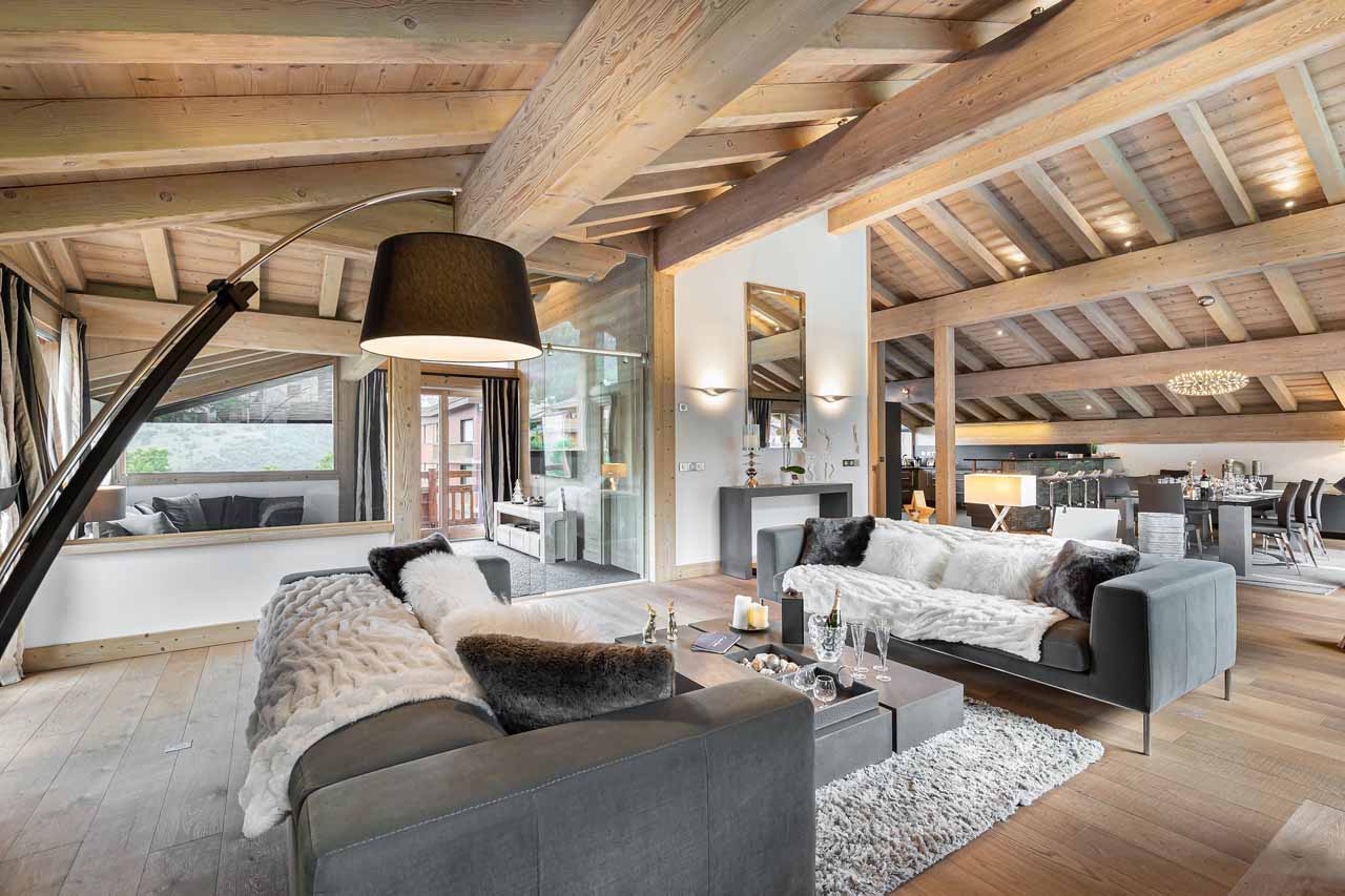 Living area at Chalet Grand Tetras at Courchevel Le Praz