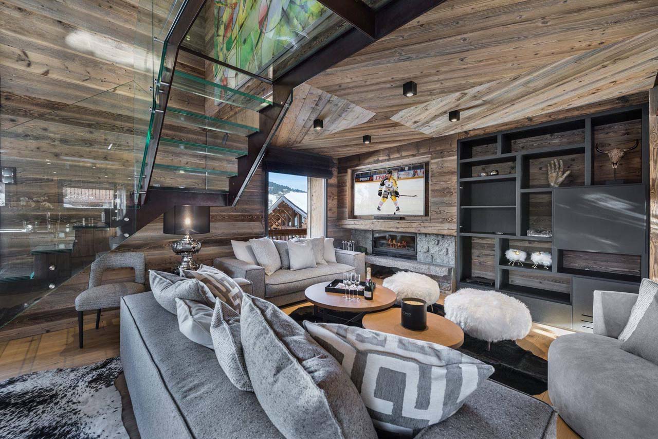 Living area on first floor at Chalet Lamartine in Megeve
