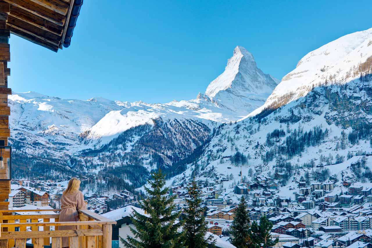 Balcony views from Chalet Les Anges in Zermatt