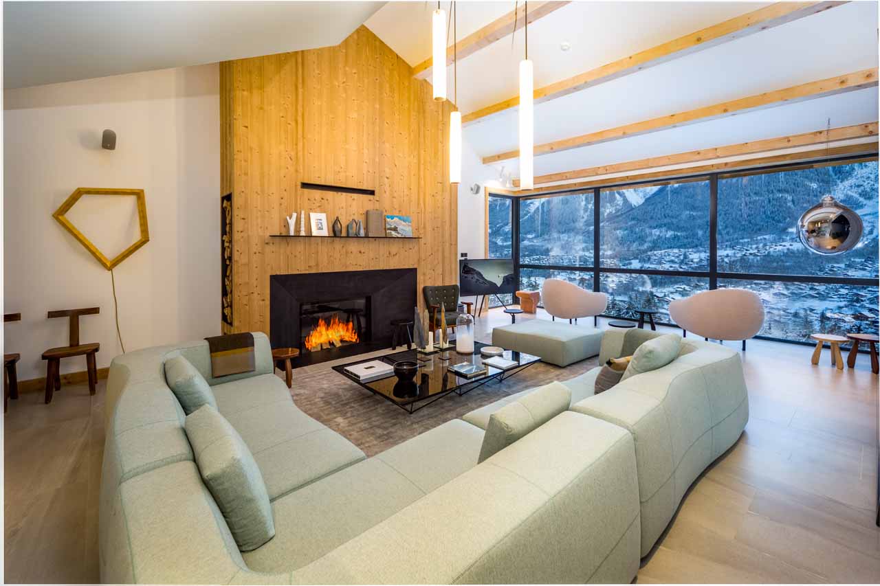 Living room of Le Chalet Mont Blanc in France