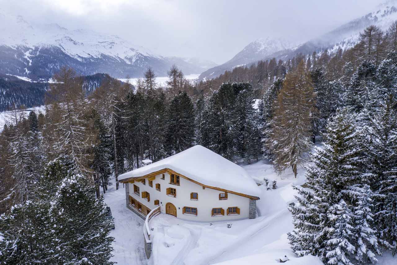 Aerial view of Chesa el Toula in St Moritz