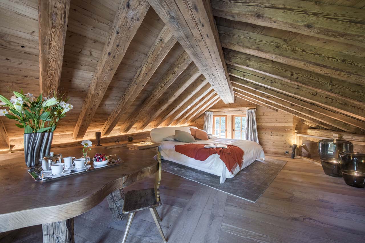 Bedroom one at Chesa El Toula in St Moritz