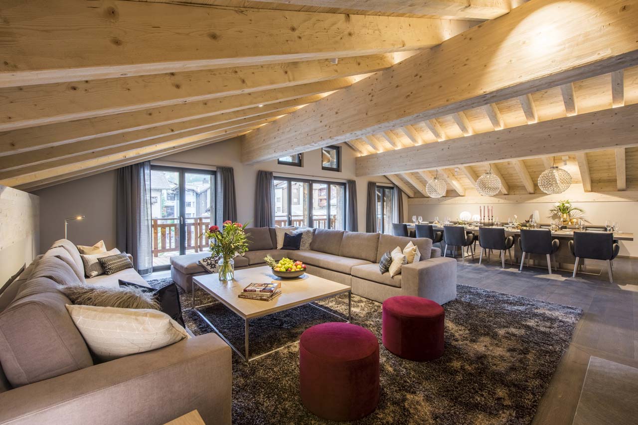Christiania Penthouse in Zermatt living area