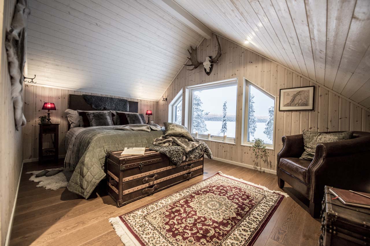 Bedroom at Fjellborg Arctic Lodge in Sweden