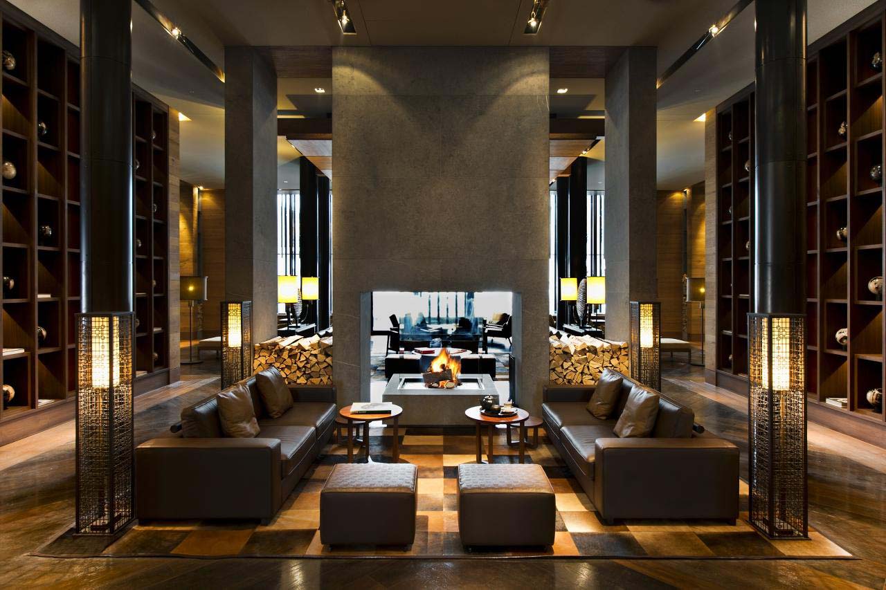 The lobby at Gemsstock Suite in Andermatt