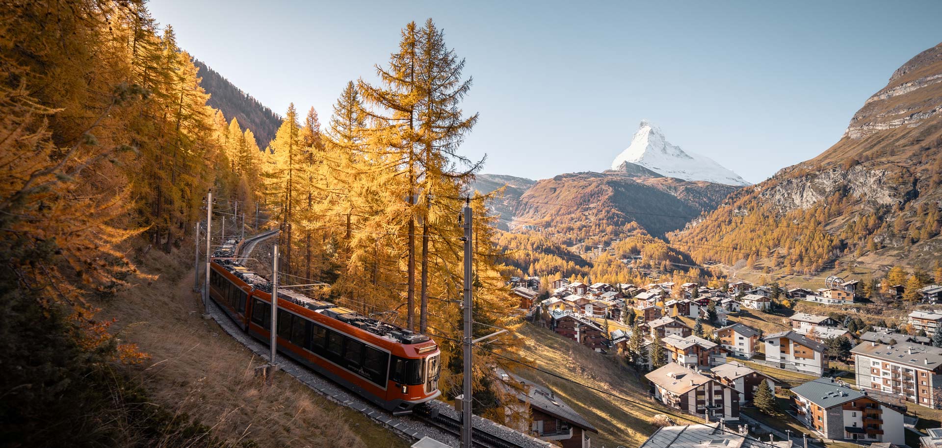 Gornergrat railway in Zermatt in summer