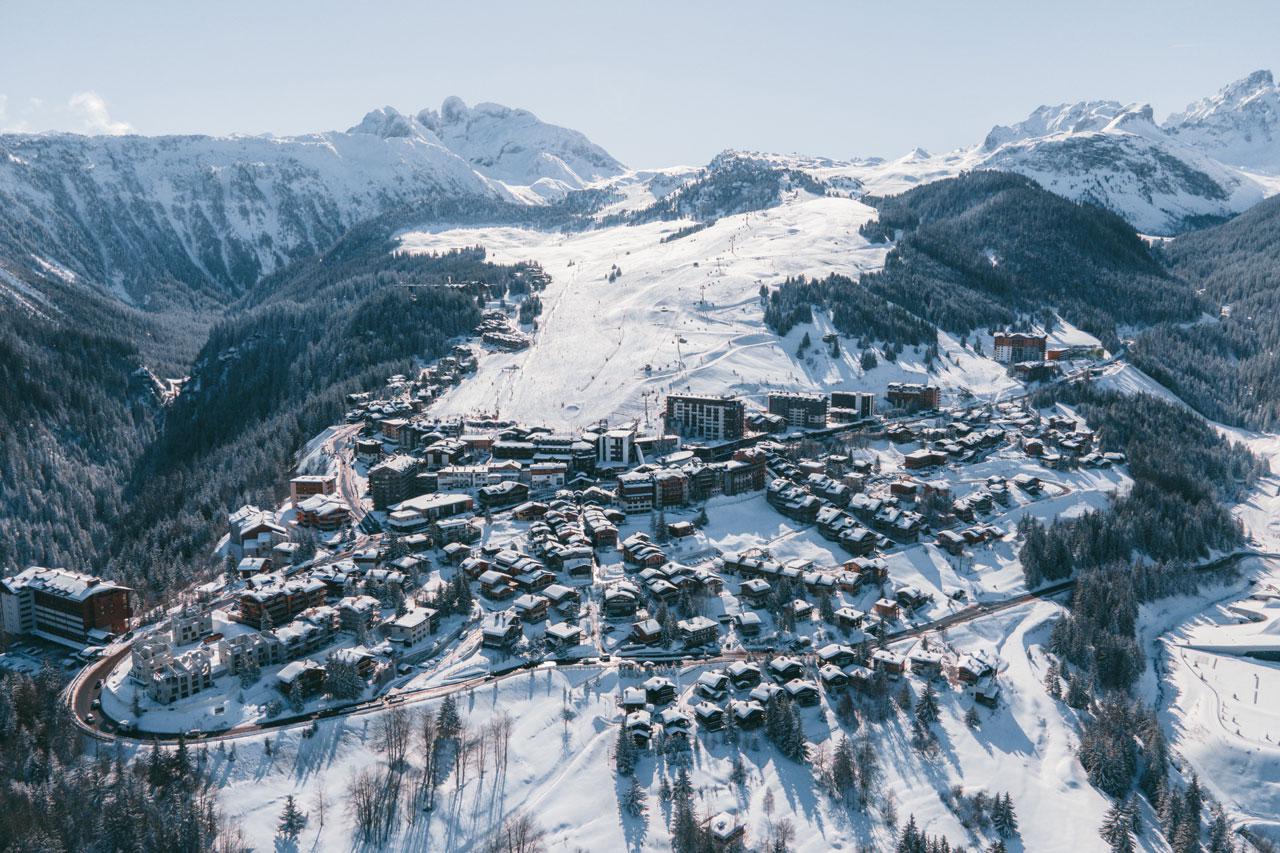 Aerial view of Courchevel 1650