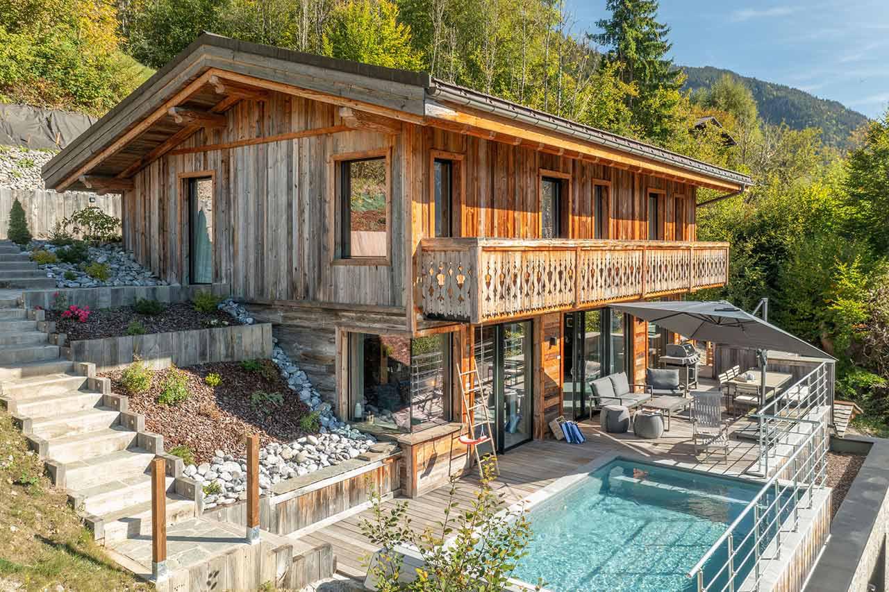 Exterior of Alpine Retreat in Morzine in summer