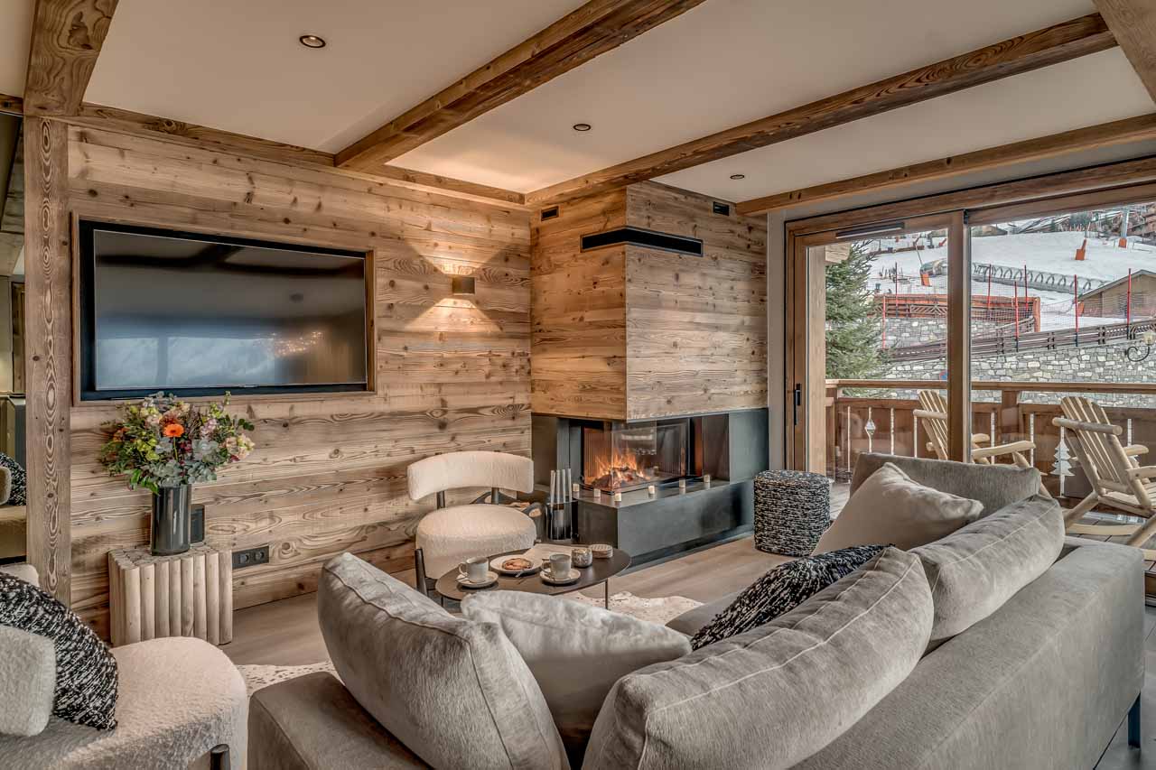 Fireplace at Apartment Josanne in Meribel