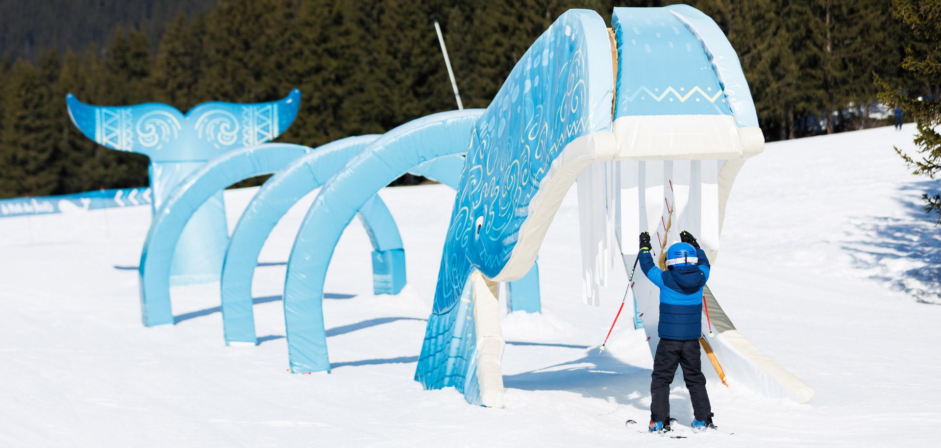 Beginner learning to ski in Meribel