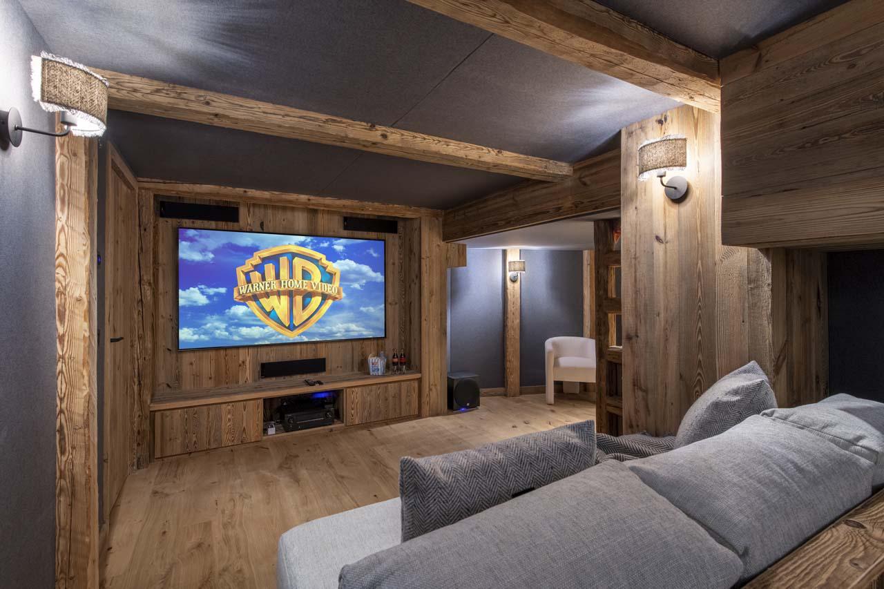 Spacious and immersive TV room at Chalet 1855 in Val d'Isere