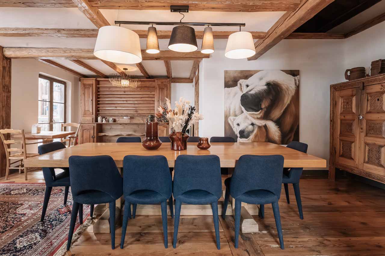 Dining area at Chalet Alice in Val d'Isere