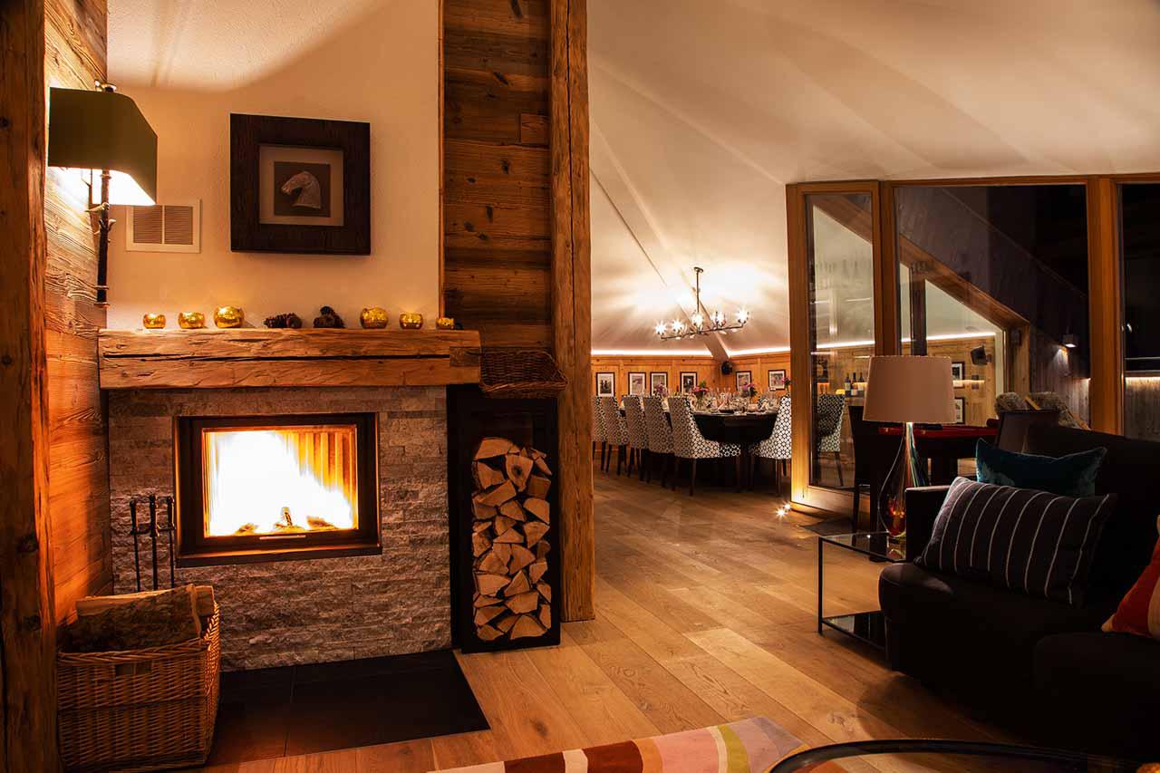 Living and dining area at Chalet Artemis in St Anton