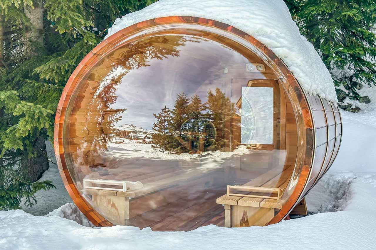Barrel sauna at Chalet Bellarossa in Courchevel 1850