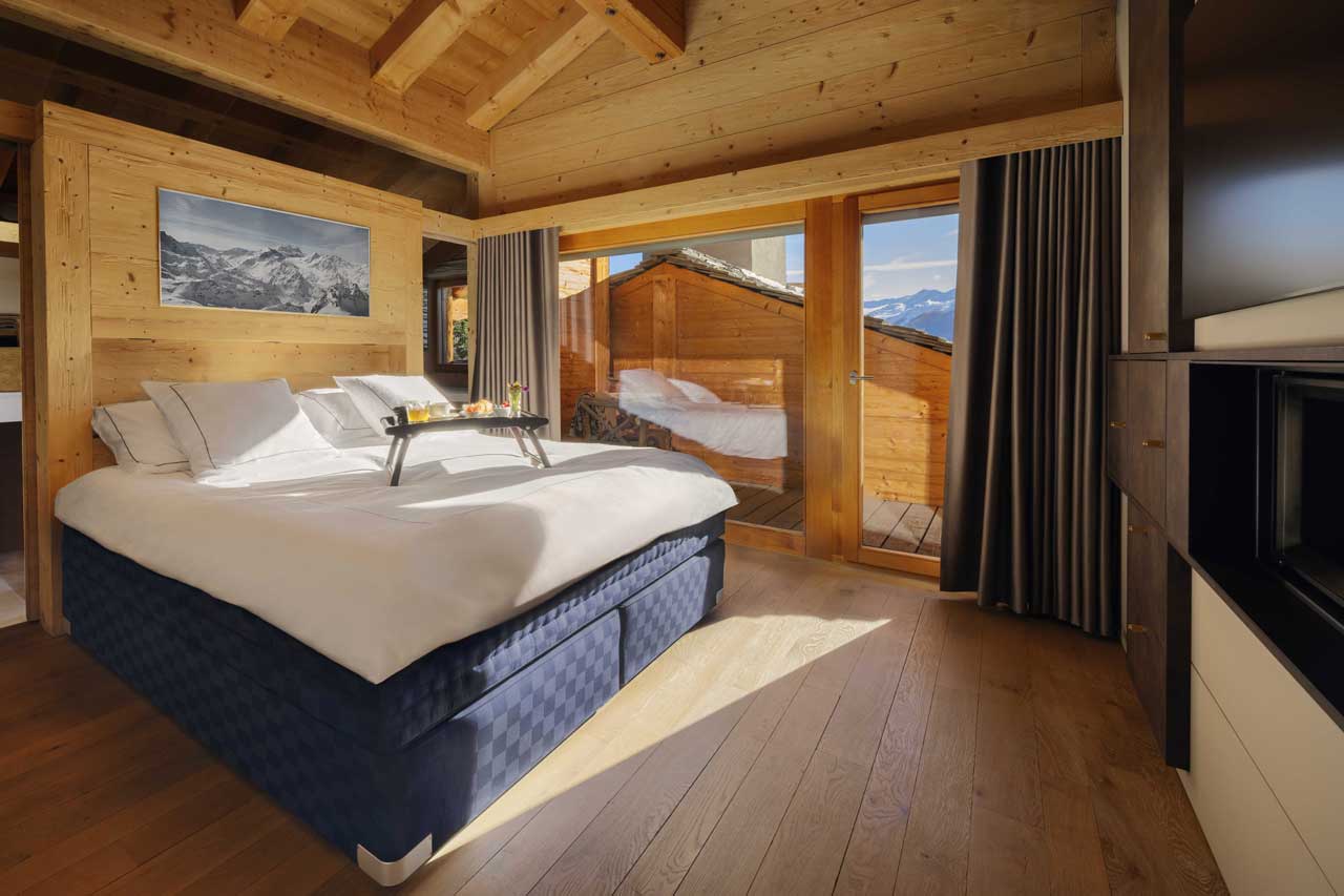 Bedroom one at Chalet Belle Claire in Verbier