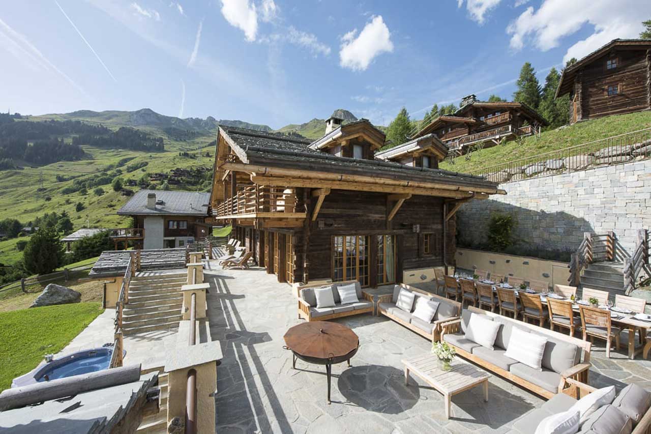Terrace at Chalet Chouqui in Verbier in summer
