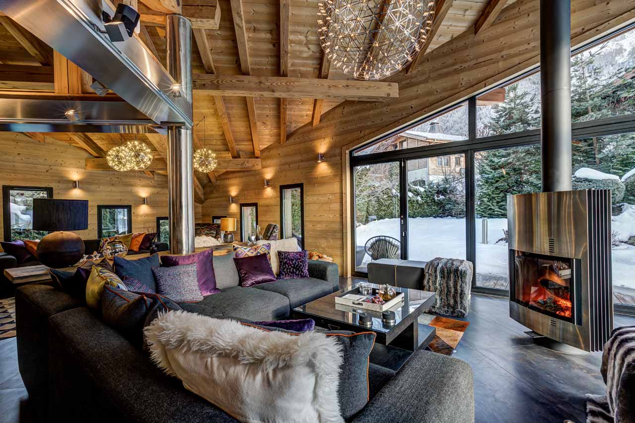 Living area at Chalet Couttet in Chamonix
