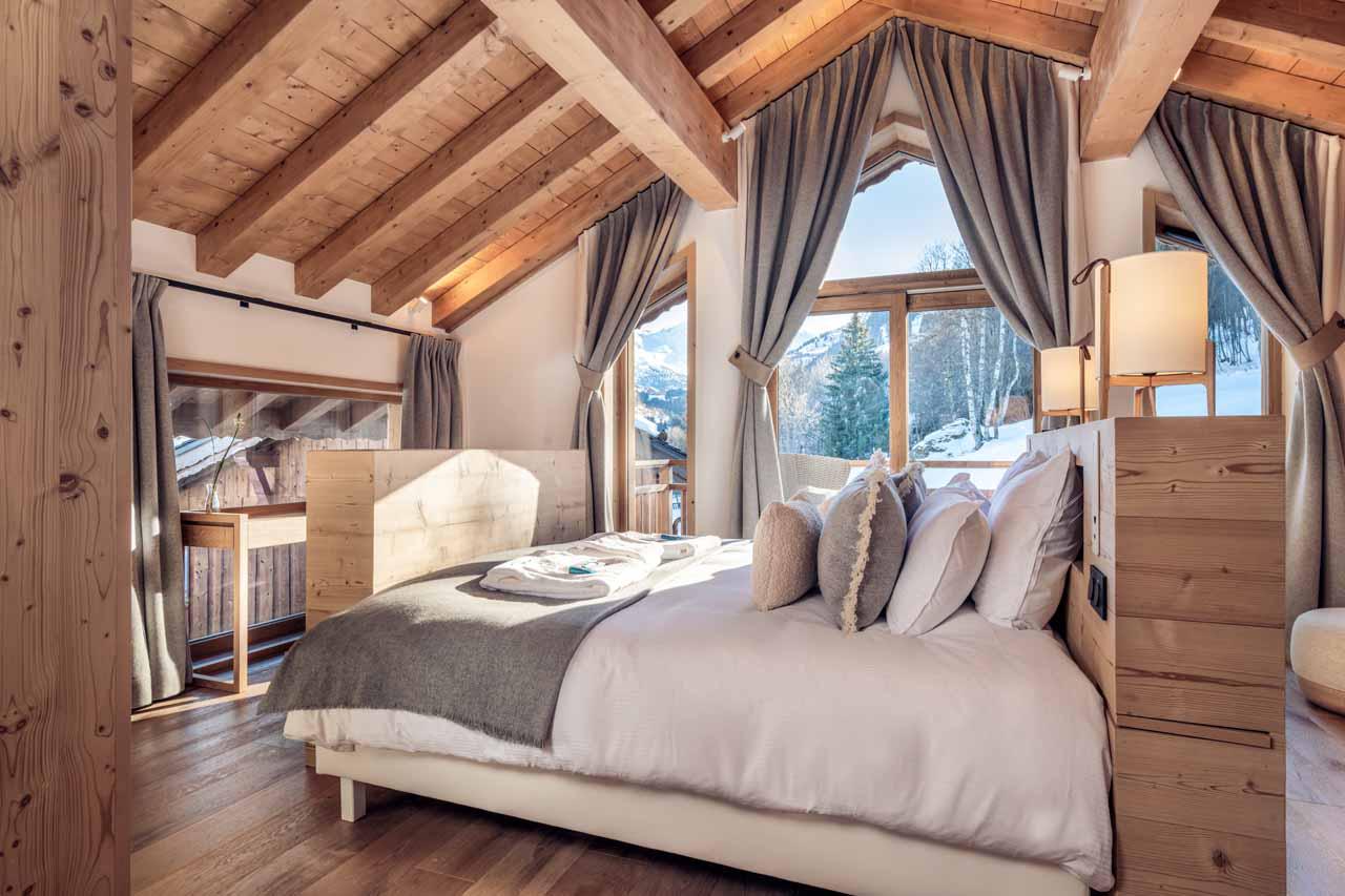 Master suite occupying its own floor at Chalet Harmony in Meribel