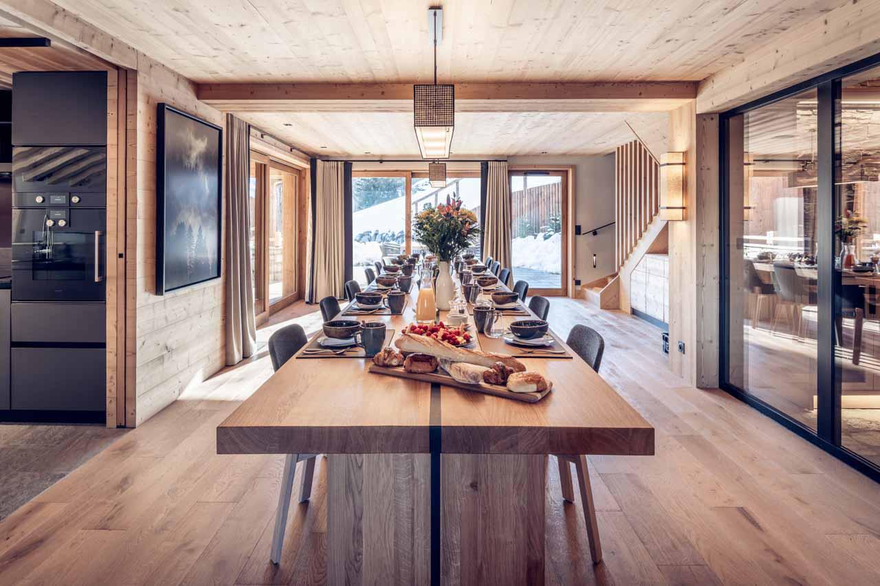 Dining table at Chalet Harmony in Meribel