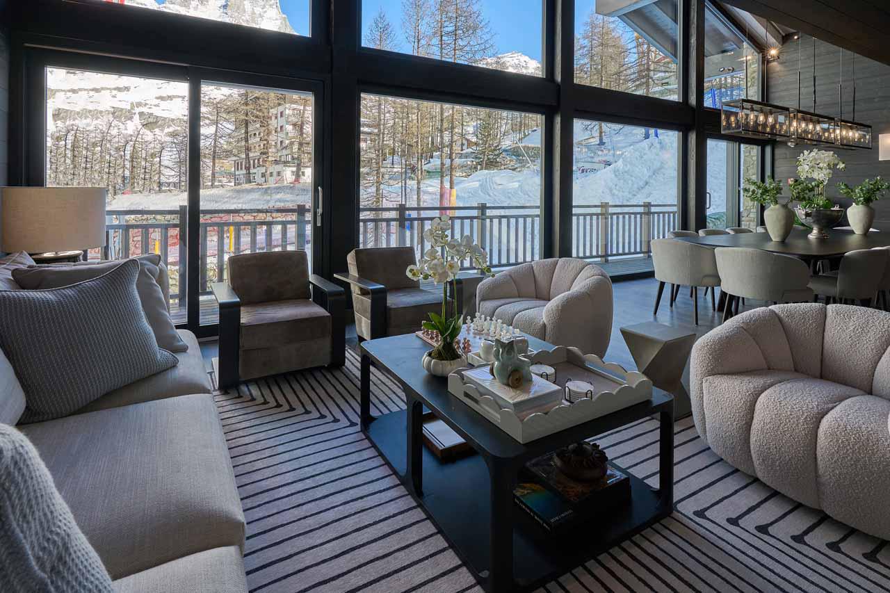 Living area at Chalet Il Gufo in Cervinia