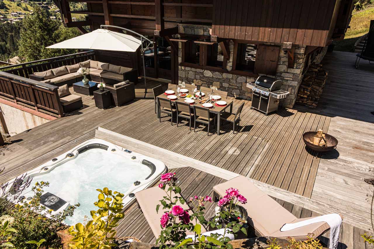 Terrace at Chalet M in Morzine in summer