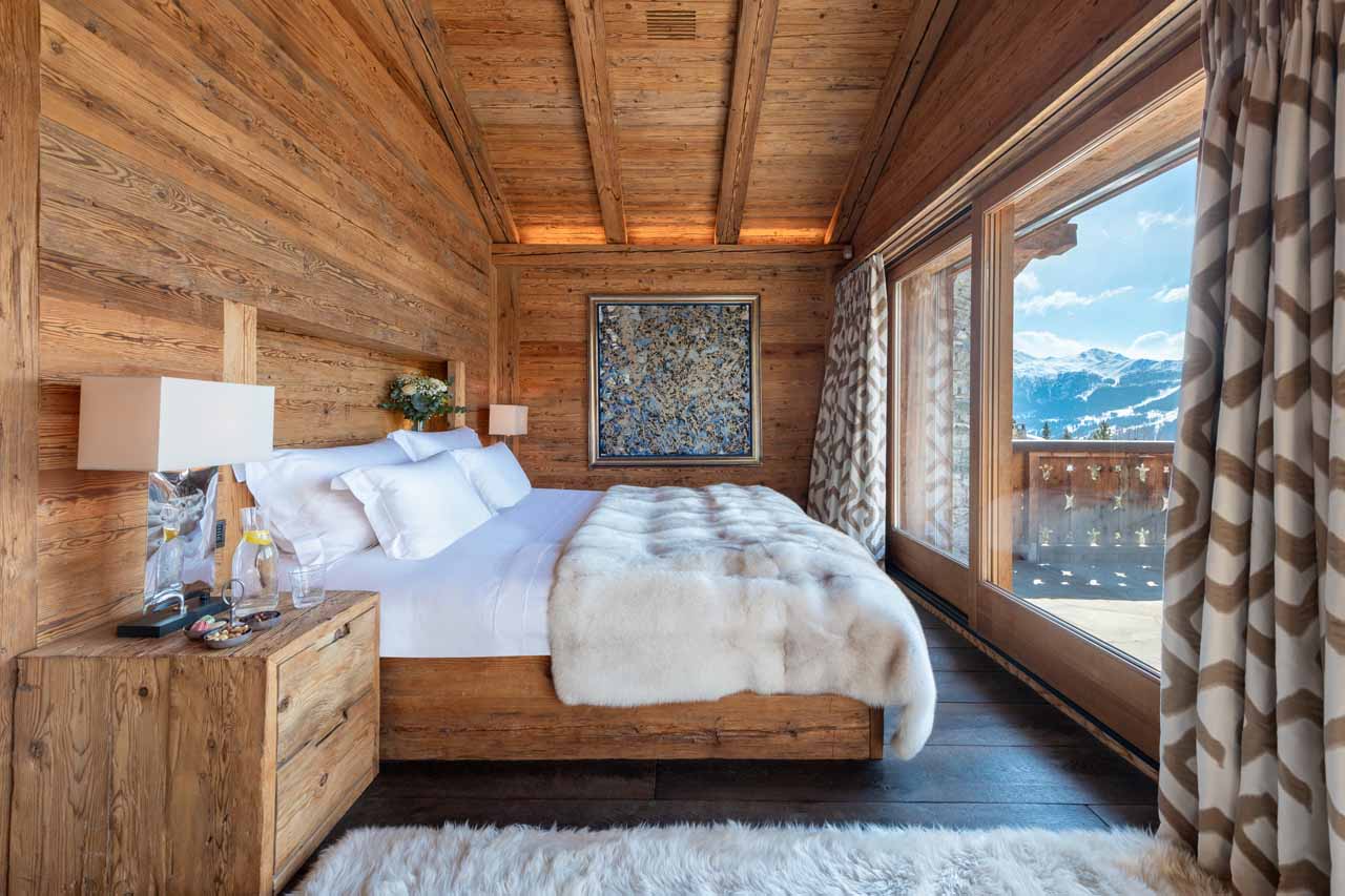 Master bedroom at Chalet Makini in Verbier
