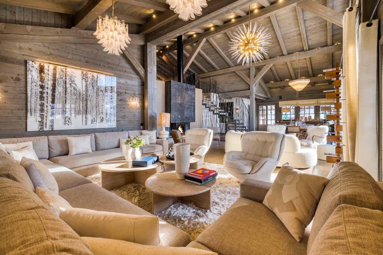Living area at Chalet Mandala in Megeve