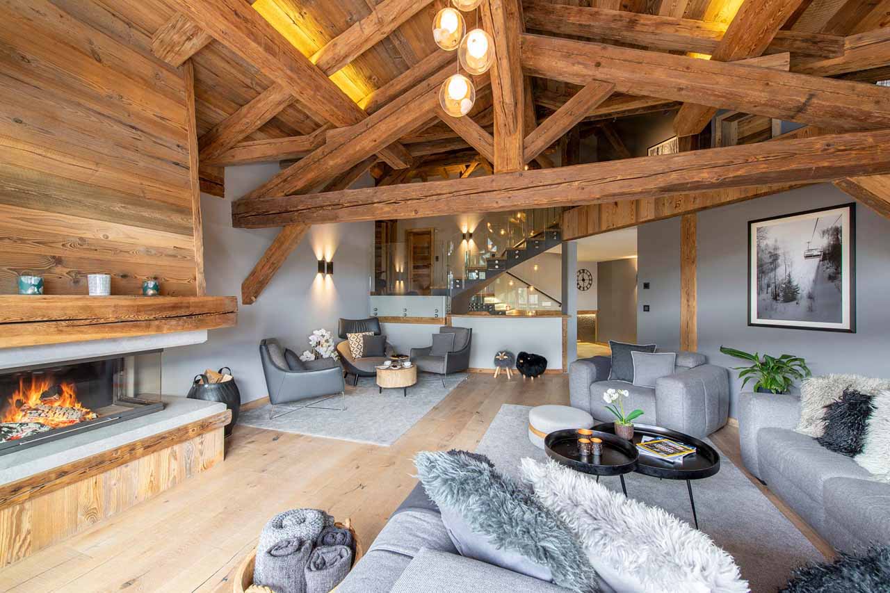 Spacious living area at Chalet Sapphire in Morzine