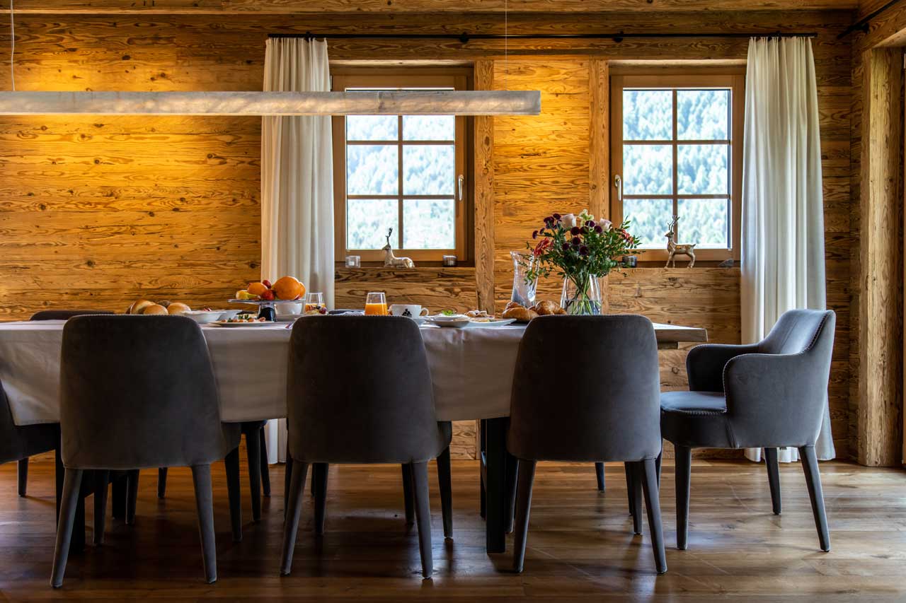 Dining table at Chalet Simon in Saas Fee
