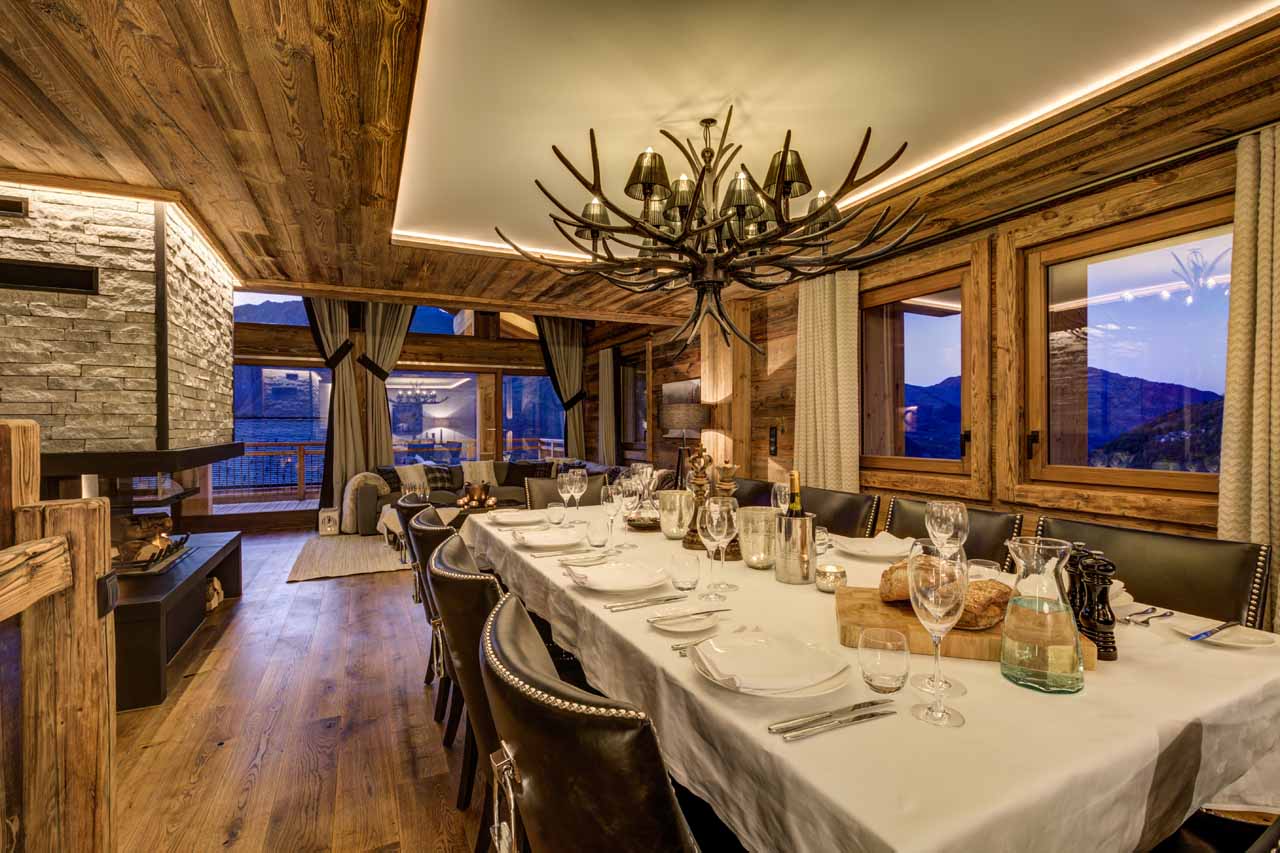 Elegant dining room at Chez Bugi in St Martin de Belleville