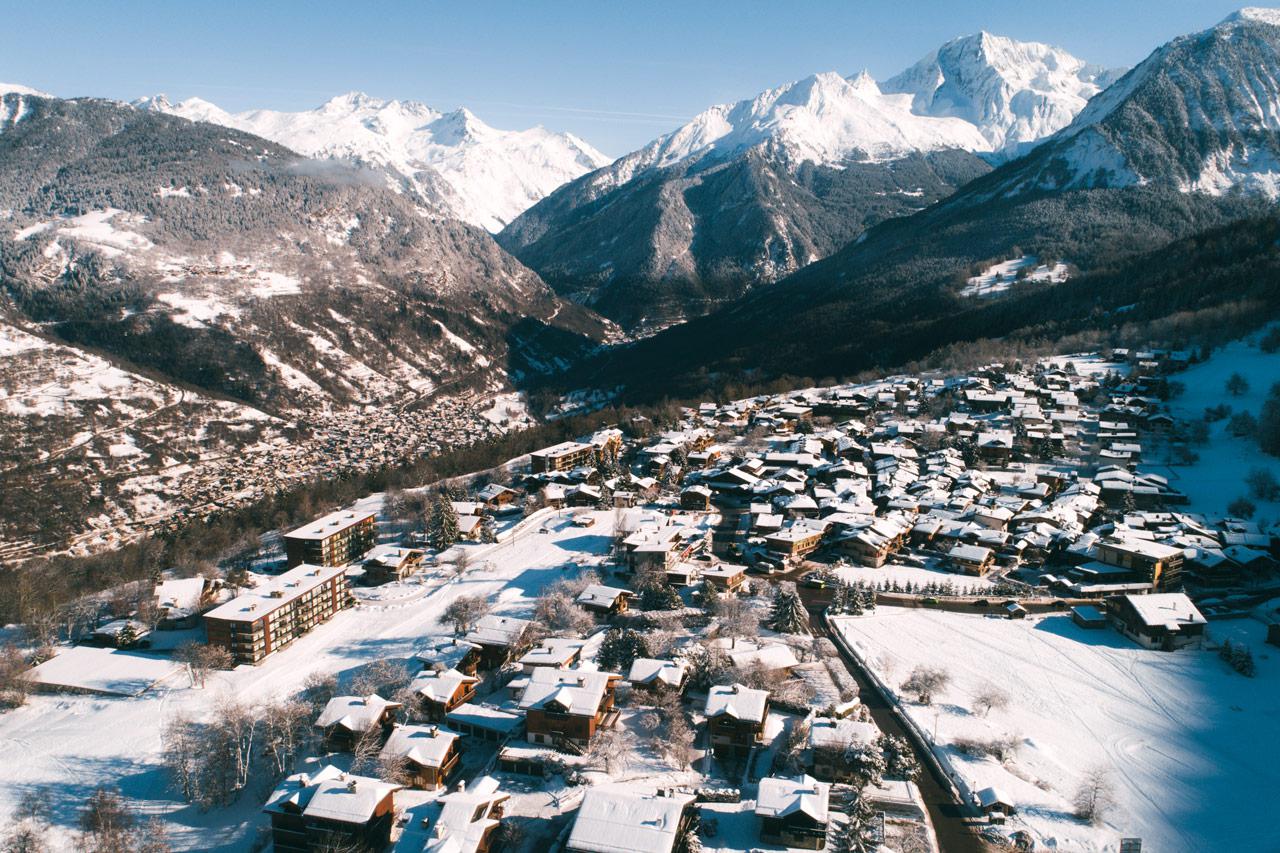 Aerial view of Courchevel Le Praz