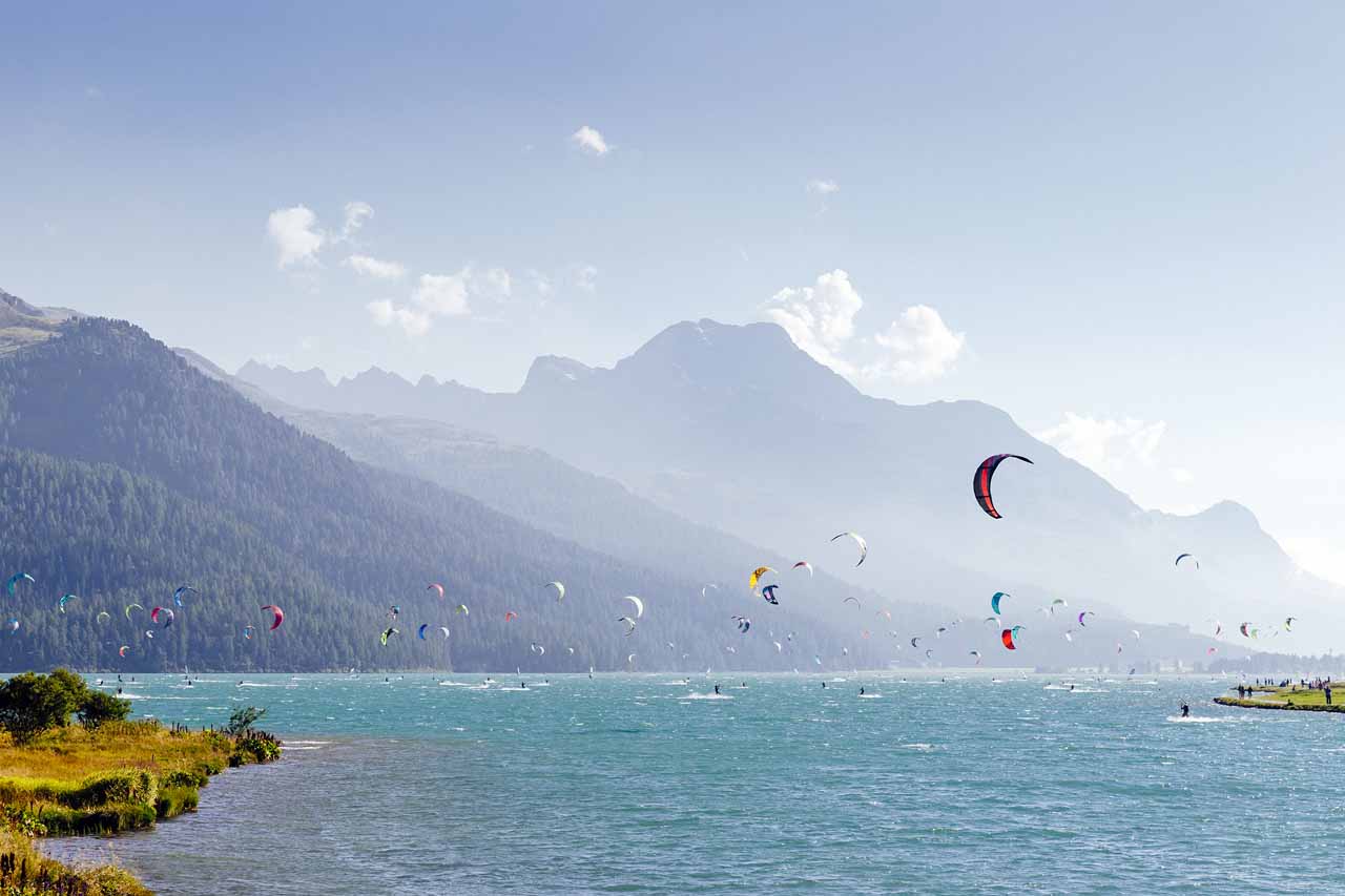 Kite surfing in St Moritz