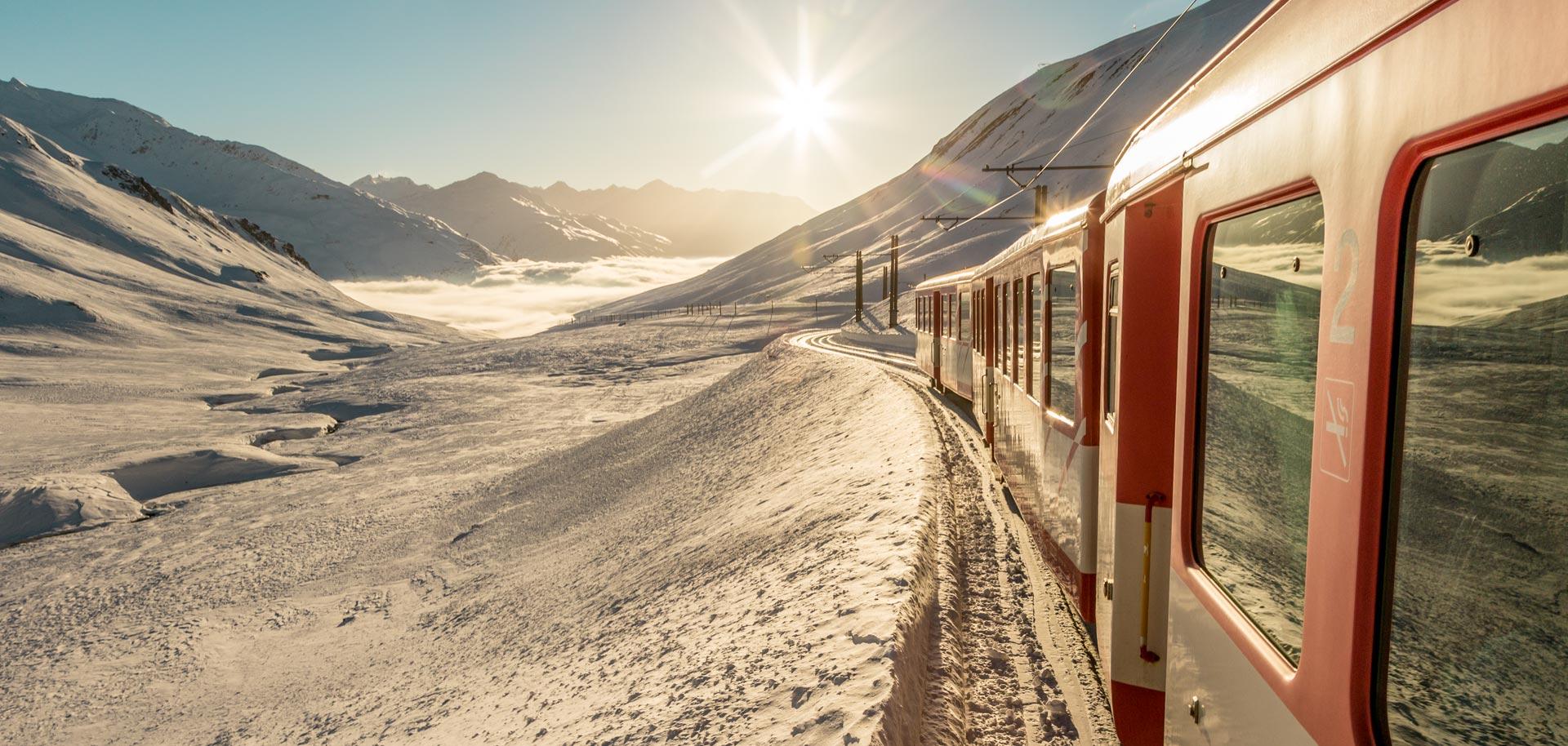 Glacier Express train in Switzerland