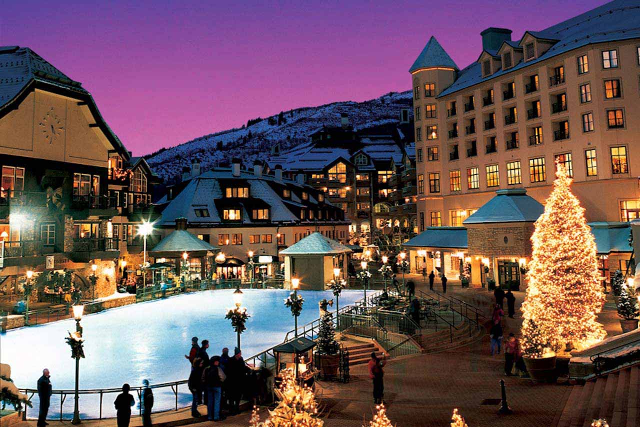 Ice skating rink in luxury ski resort Beaver Creek