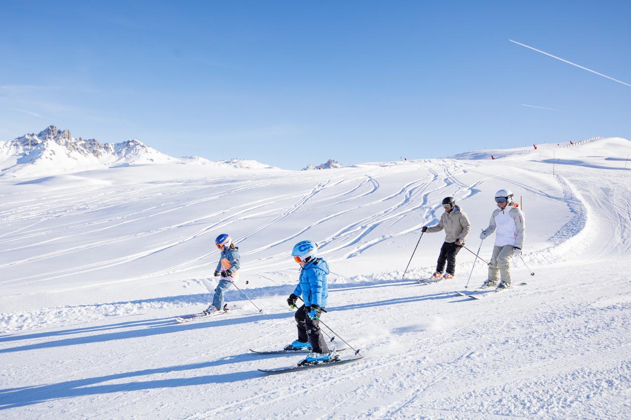 Family skiing in Meribel