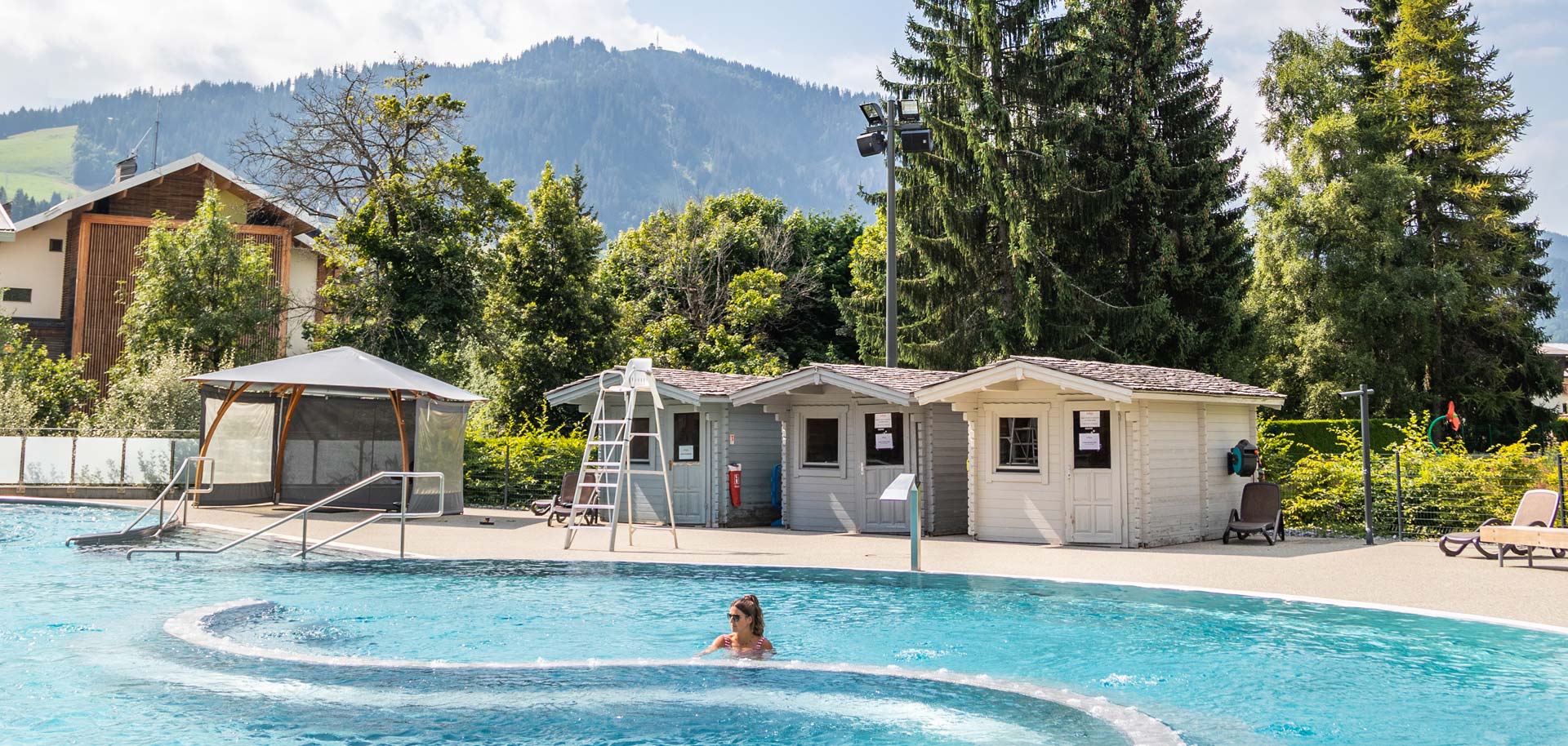 Swimming at Palais in Megeve in summer