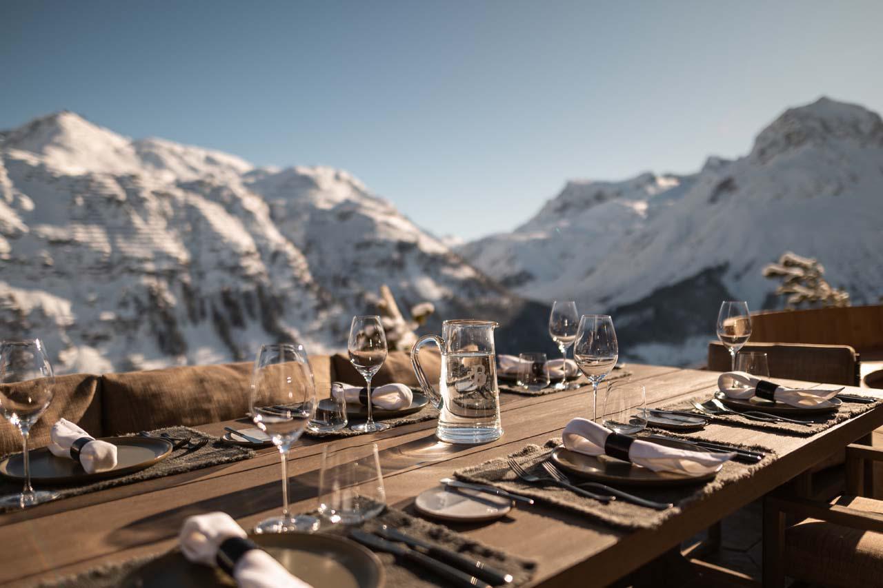 Space for al fresco dining on the terrace at The Barn in Lech