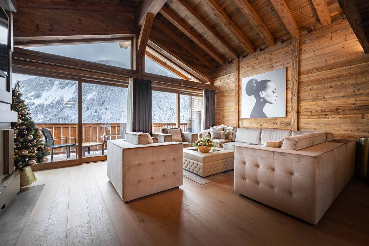Open plan living area at Ultima Courchevel Prestige in Courchevel 1650