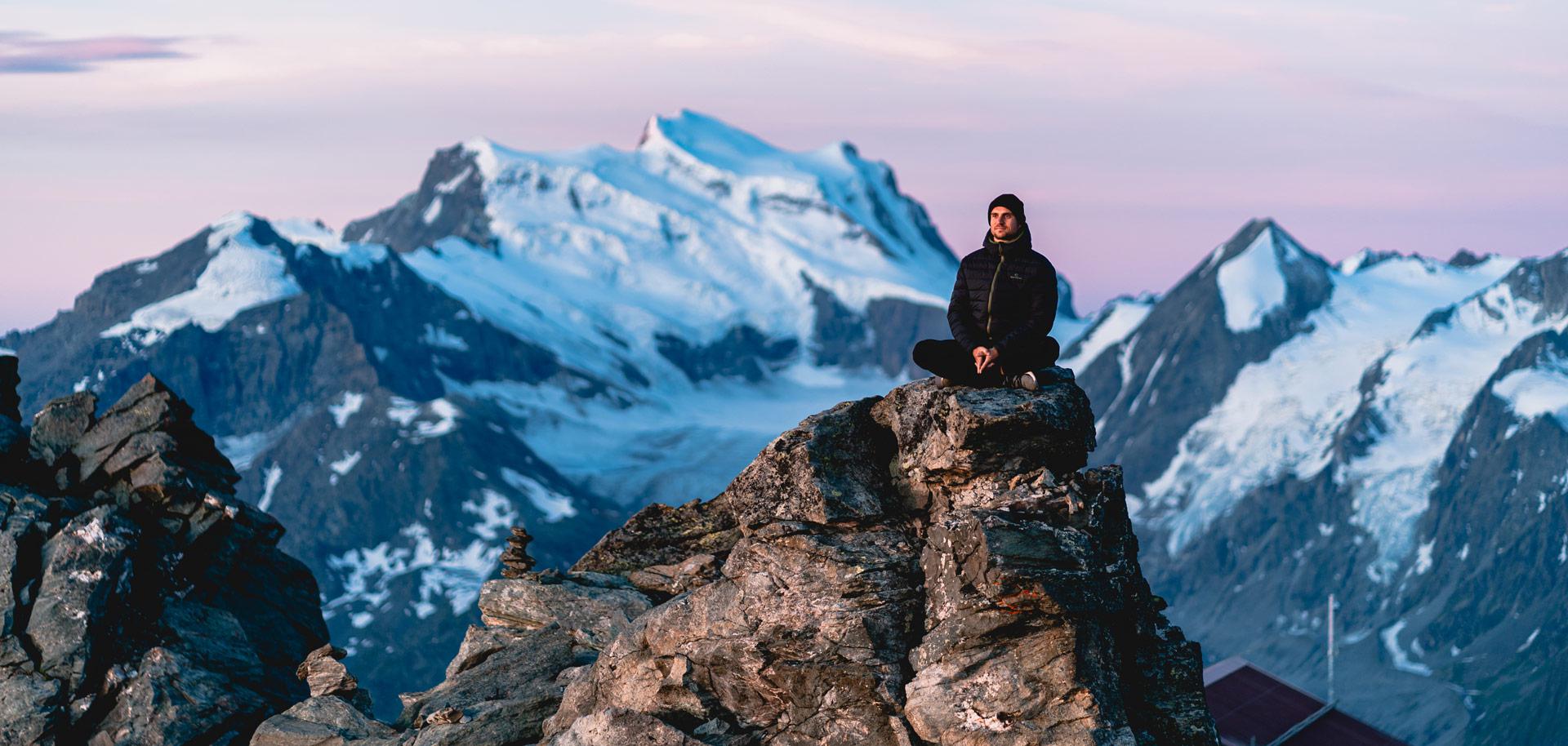Sunrise yoga in Verbier