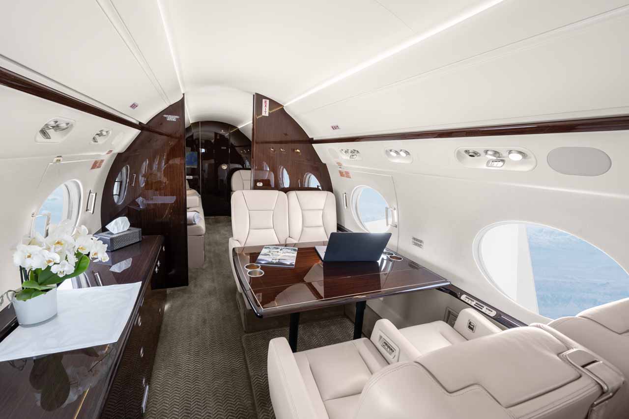 Interior of luxury private plane
