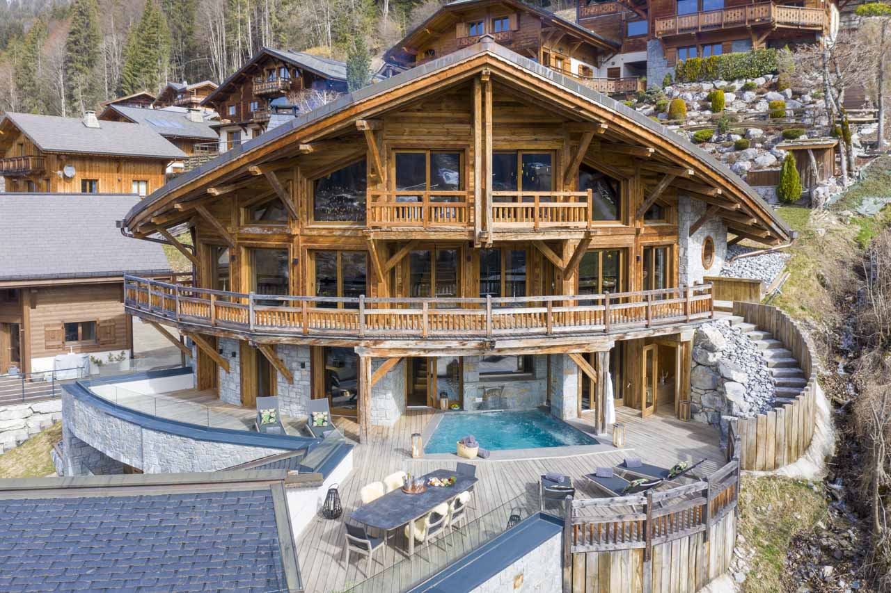 Exterior of Zems Lodge in Morzine in summer