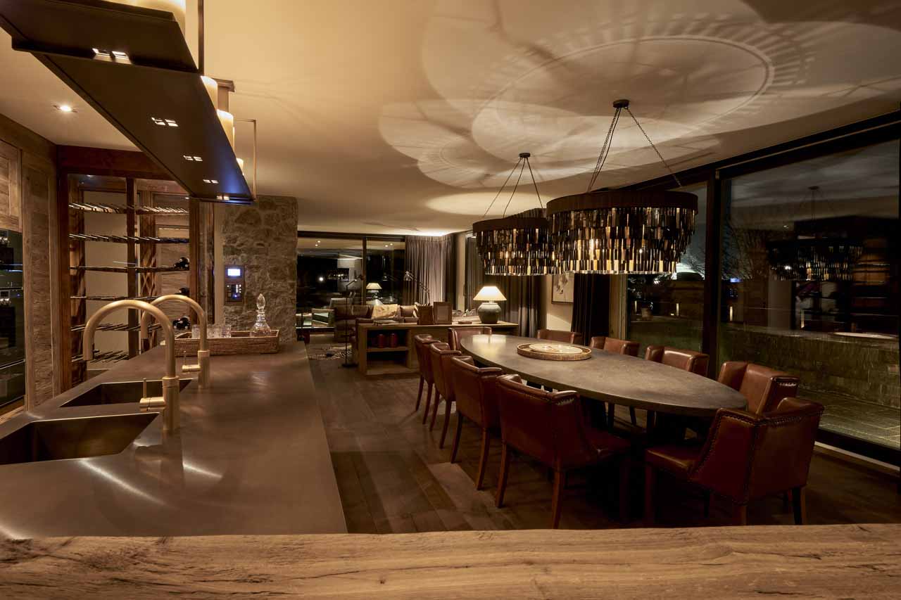 Dining table at Penthouse Elbert Lodge in Davos